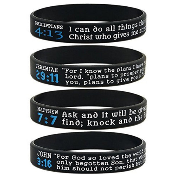 Cross Walk Scripture inscribed  Sport rubber bracelet wristband